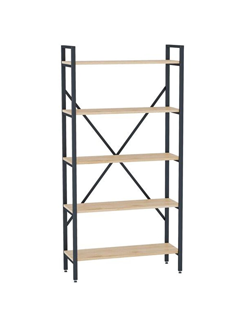 Kahverengi Athena 5 Raflı Geniş Metal Kitaplık - Sepet-3