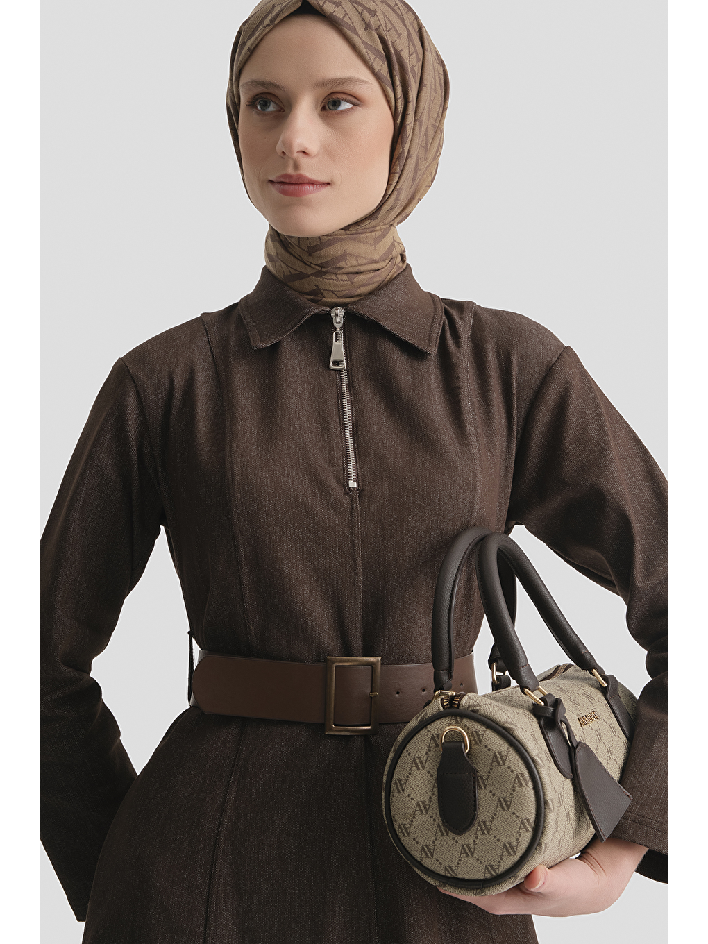 Bej Noktalı Çanta Vizon-1