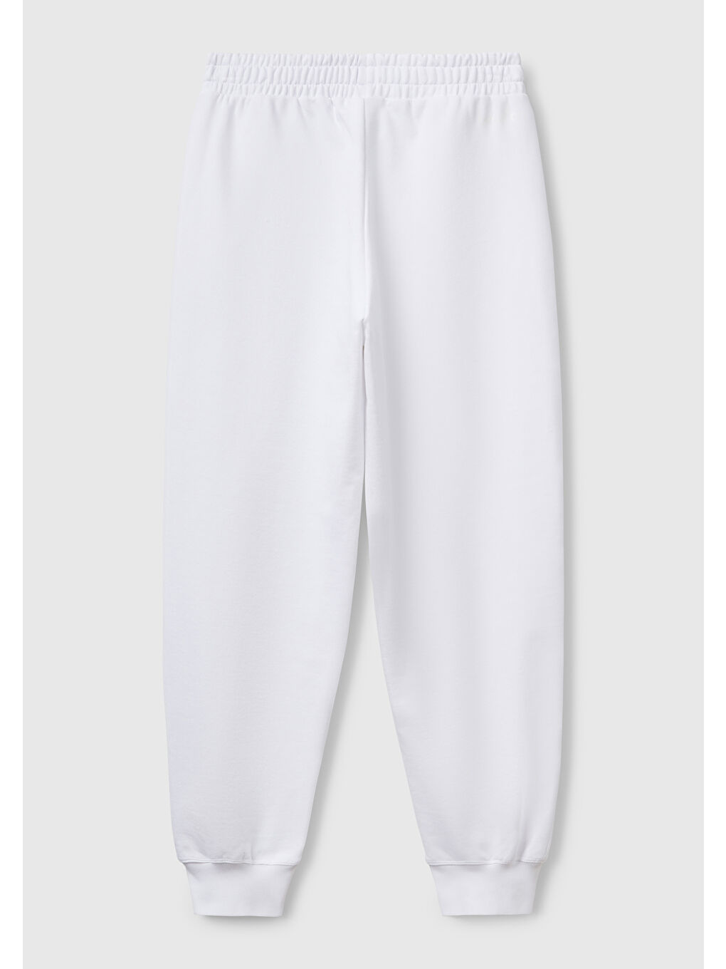 Kadın Beyaz %100 Pamuk Manşetli Beli Lastikli Regular Fit Eşofman Altı-3