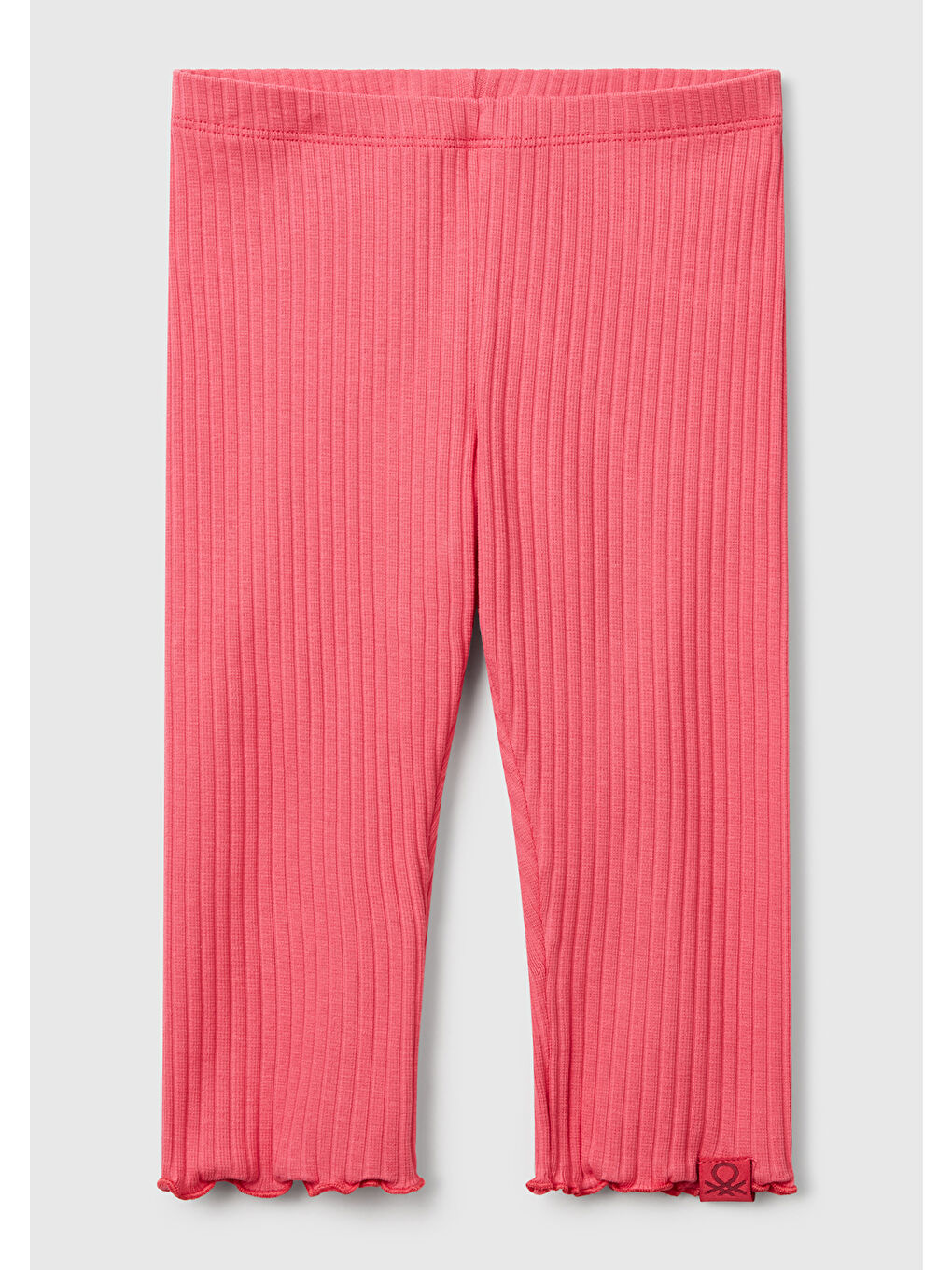 Kız Çocuk Fuşya Logo Etiketi Detaylı Nervürlü Tayt