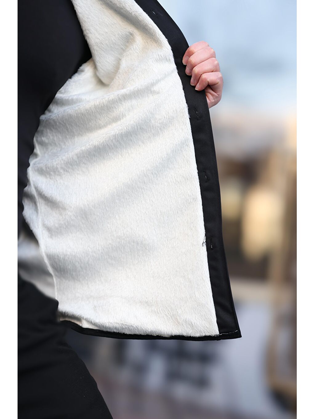 Siyah İçi Polarlı Erkek Gömlek E6759-2