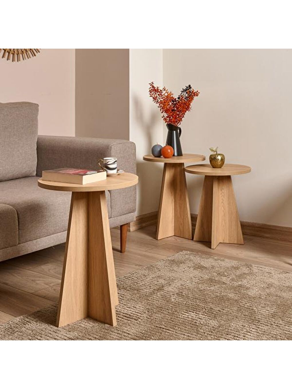 Ekru Mantar Zigon Sehpa - Ebru-2