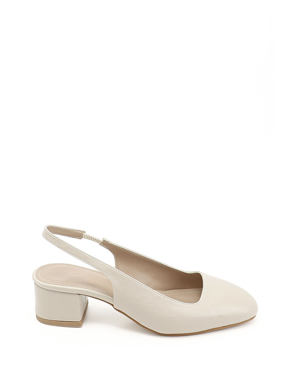 Bej Kadın TEN Kısa Kalın Topuklu Arkası Açık Ayakkabı