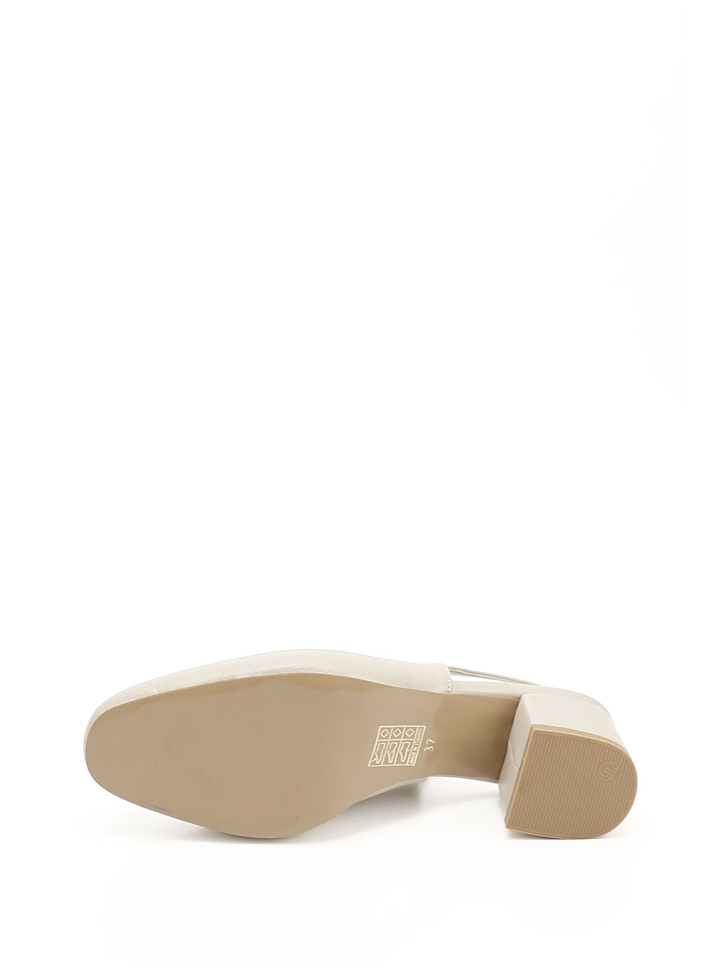 Bej Kadın TEN Kısa Kalın Topuklu Arkası Açık Ayakkabı-3