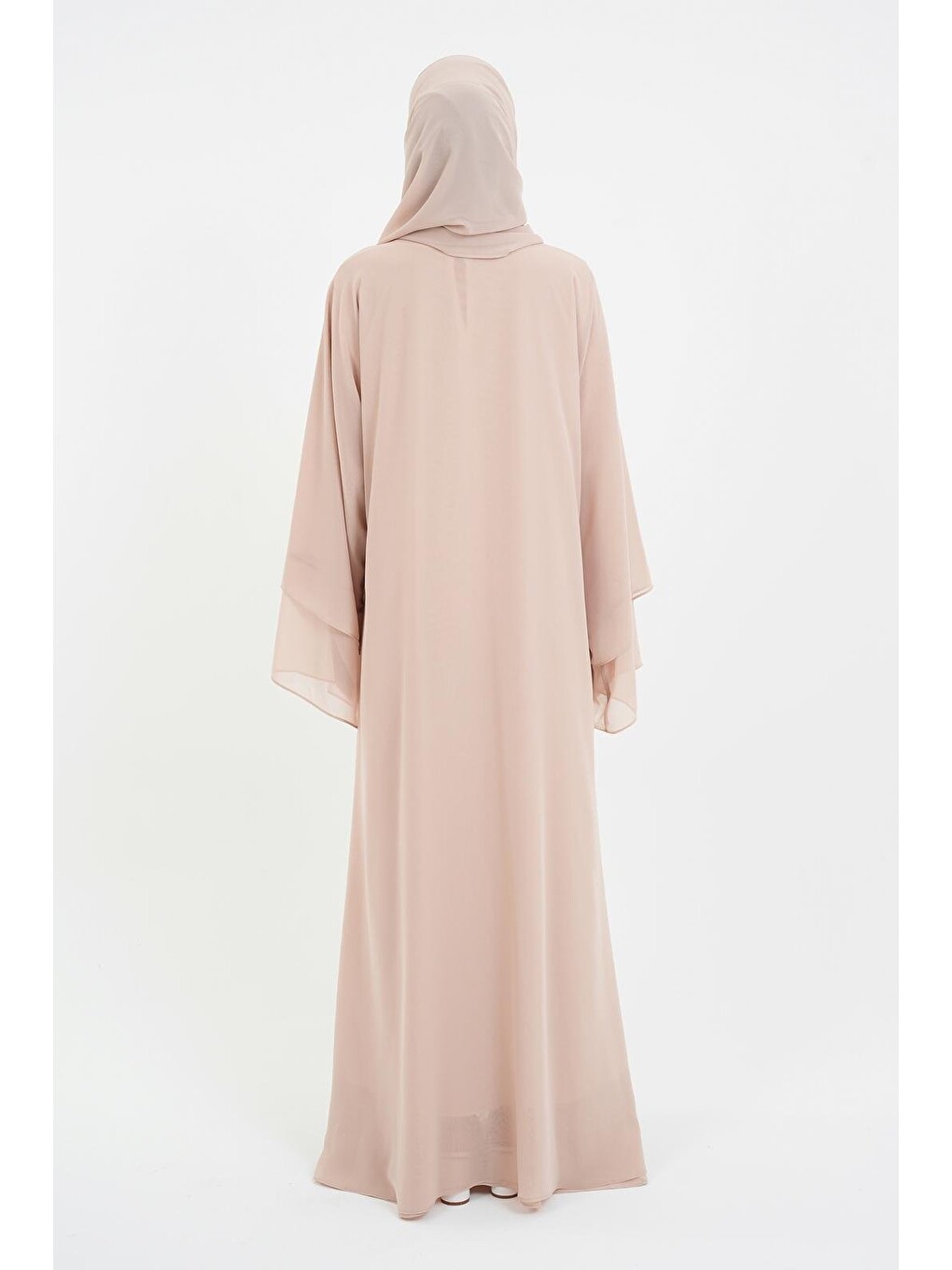 Koyu Bej Kadın Şifon Abaya Ferace & Şal-4