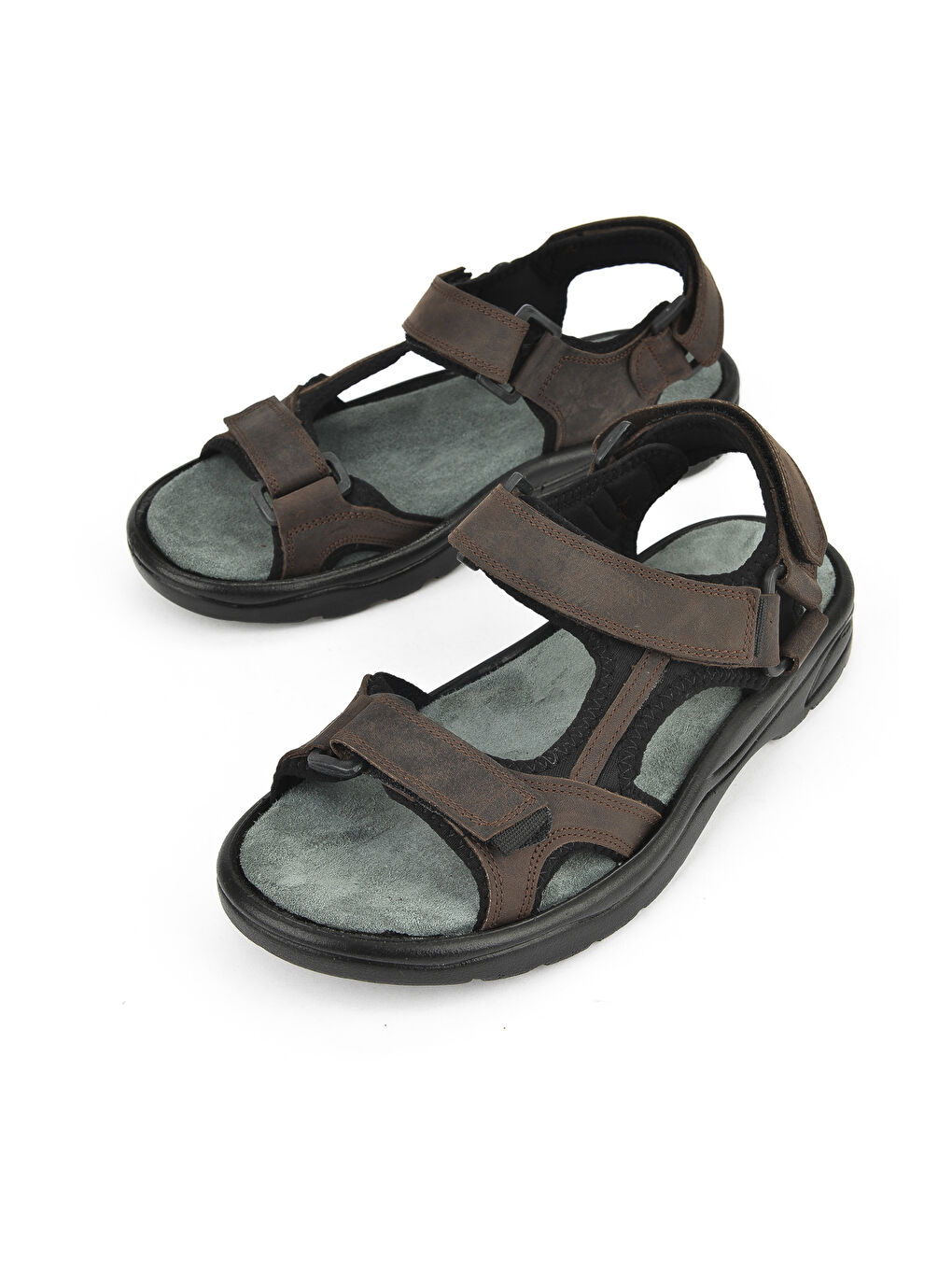 Kahverengi Erkek Hakiki Deri Sandalet 1511052Z5340 Kahve-4