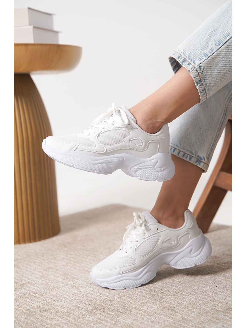 Daxtors Beyaz D1152 Günlük Ortopedik Kadın Sneaker Spor Ayakkabı - 2
