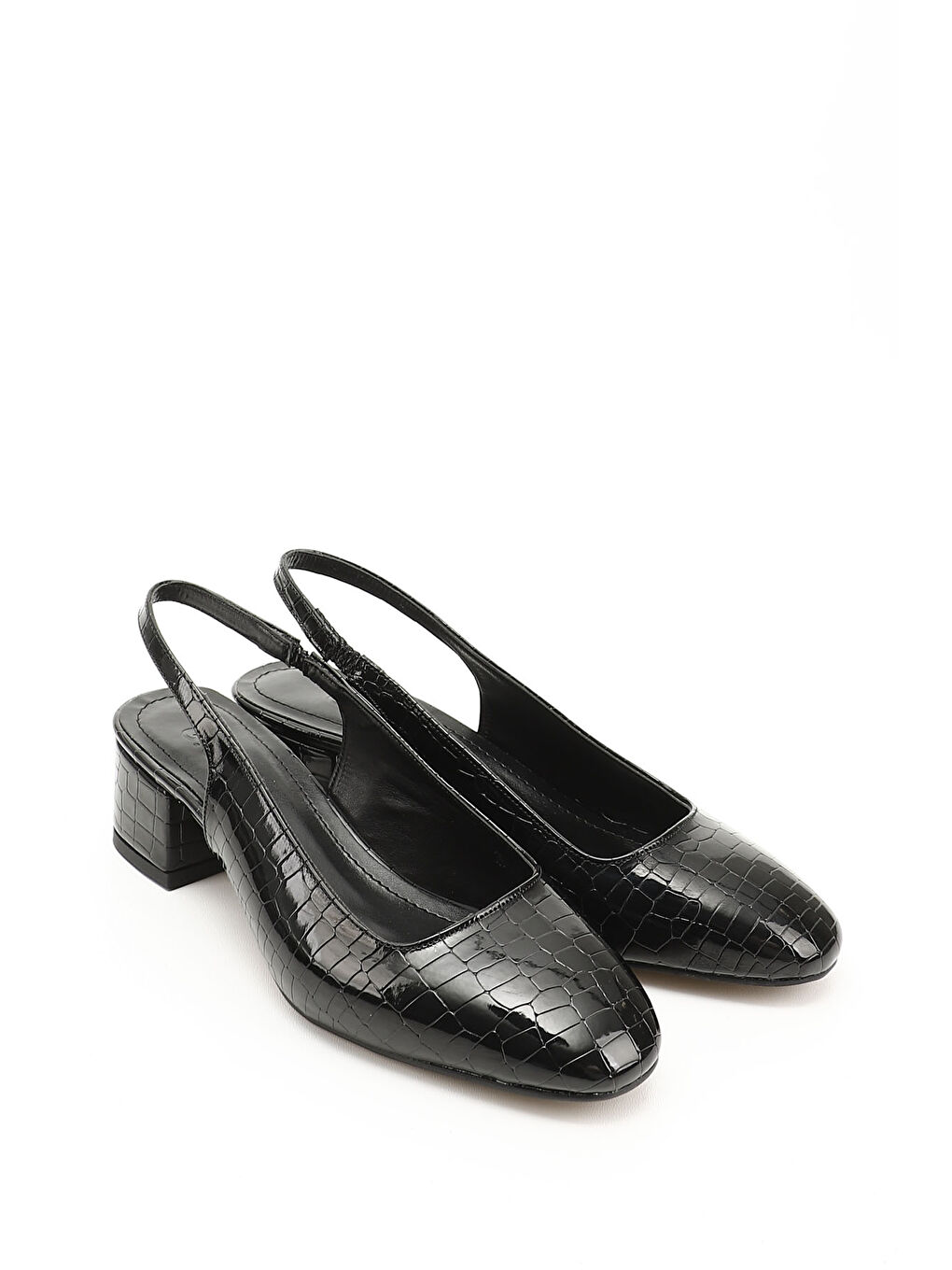 Siyah Kadın AÇIK SİYAH Kısa Kalın Topuklu Arkası Açık Ayakkabı-1