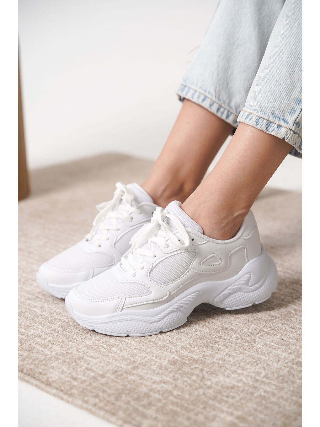 Daxtors Beyaz D1152 Günlük Ortopedik Kadın Sneaker Spor Ayakkabı - 3