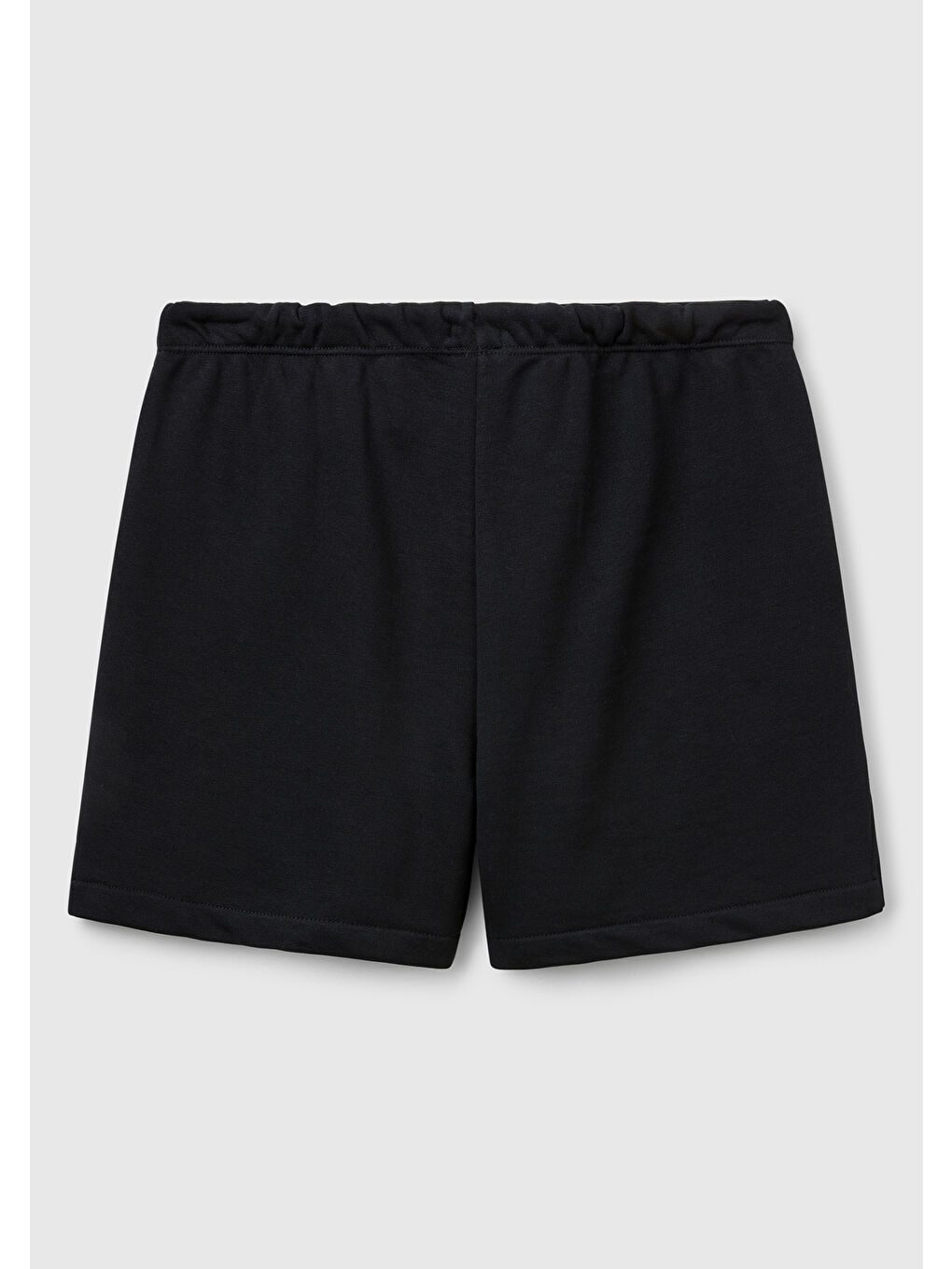 Kadın Siyah Pamuk Karışımlı Logo Bantlı İpli Yüksek Bel Bermuda Şort-3