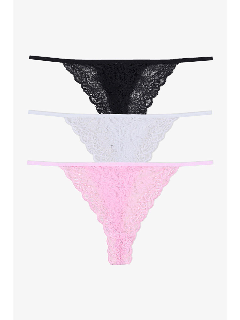 Lila Kadın 3'lü Renkli  Dantelli Arkası Pamuklu Tanga Külot