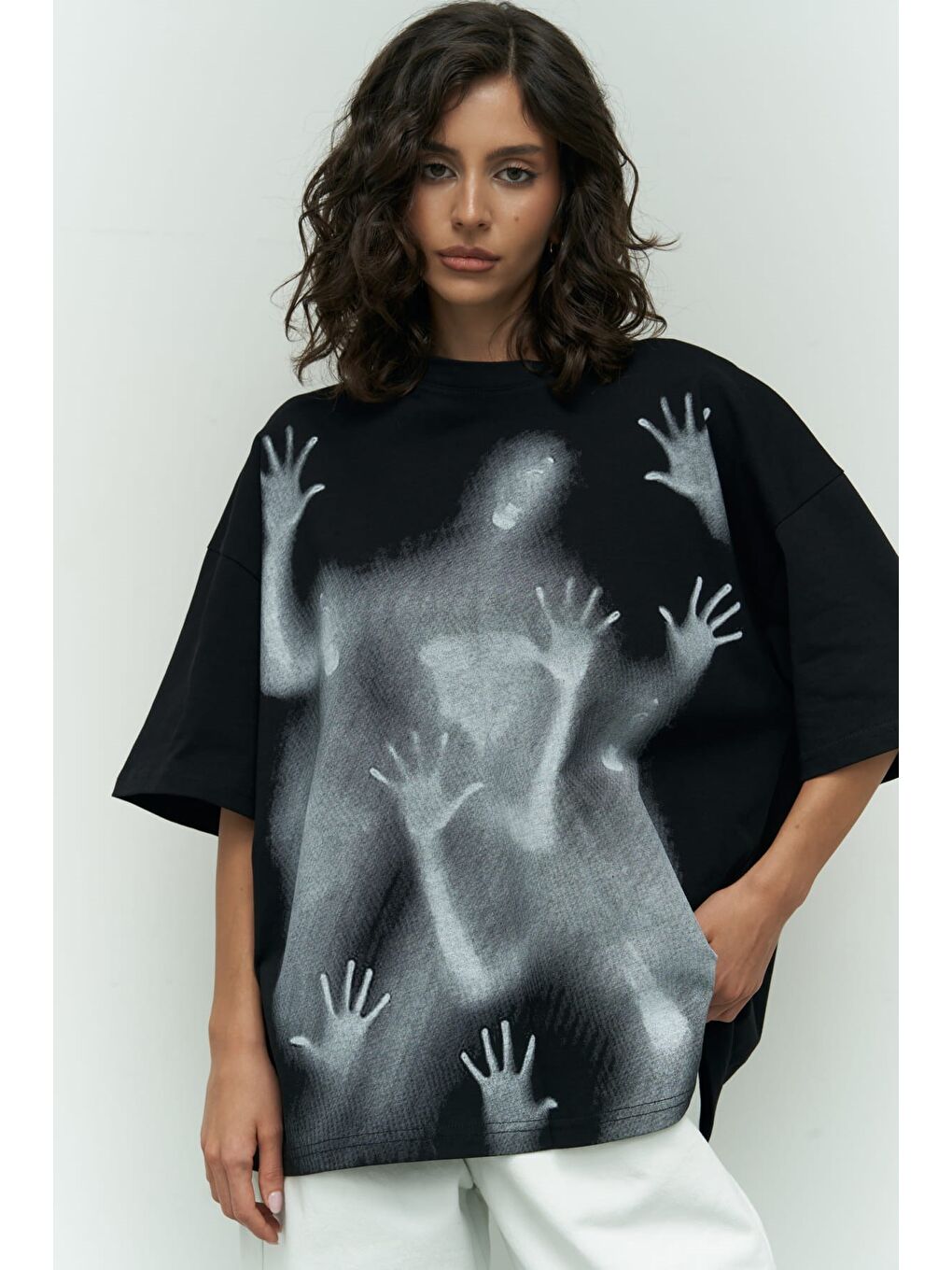 Mai Collection Ghost Siyah Oversize T-Shirt