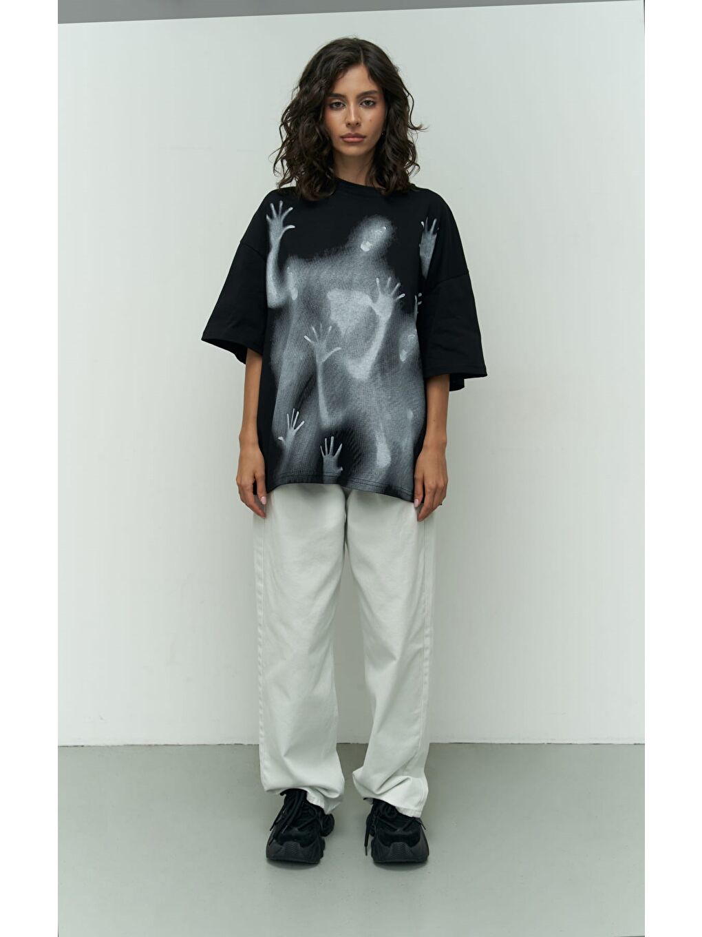 Mai Collection Ghost Siyah Oversize T-Shirt - 1