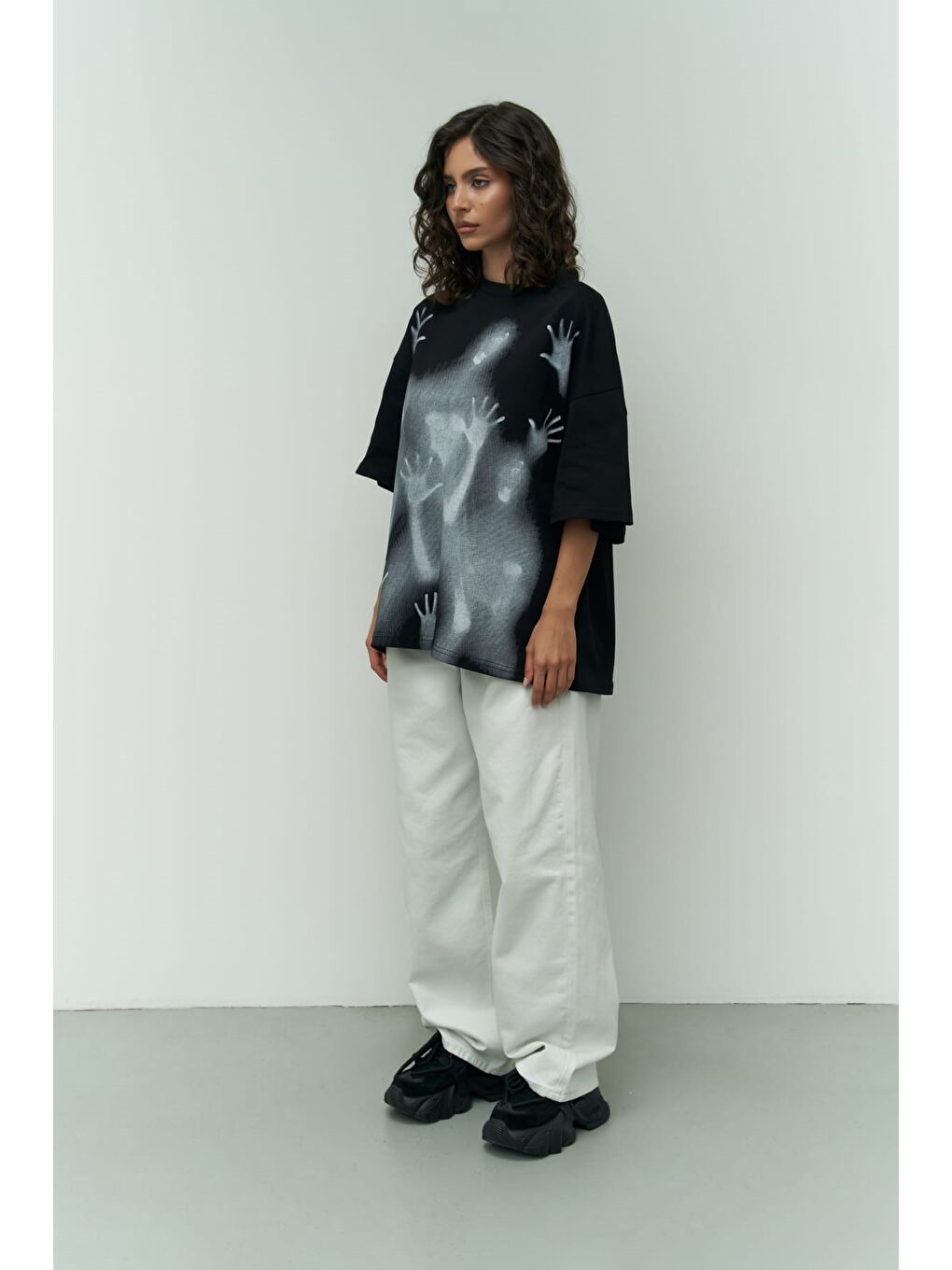 Mai Collection Ghost Siyah Oversize T-Shirt - 2