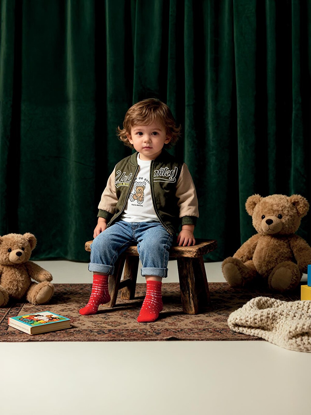 Baby Süet Ceketli 6-18 Ay Takım - Haki