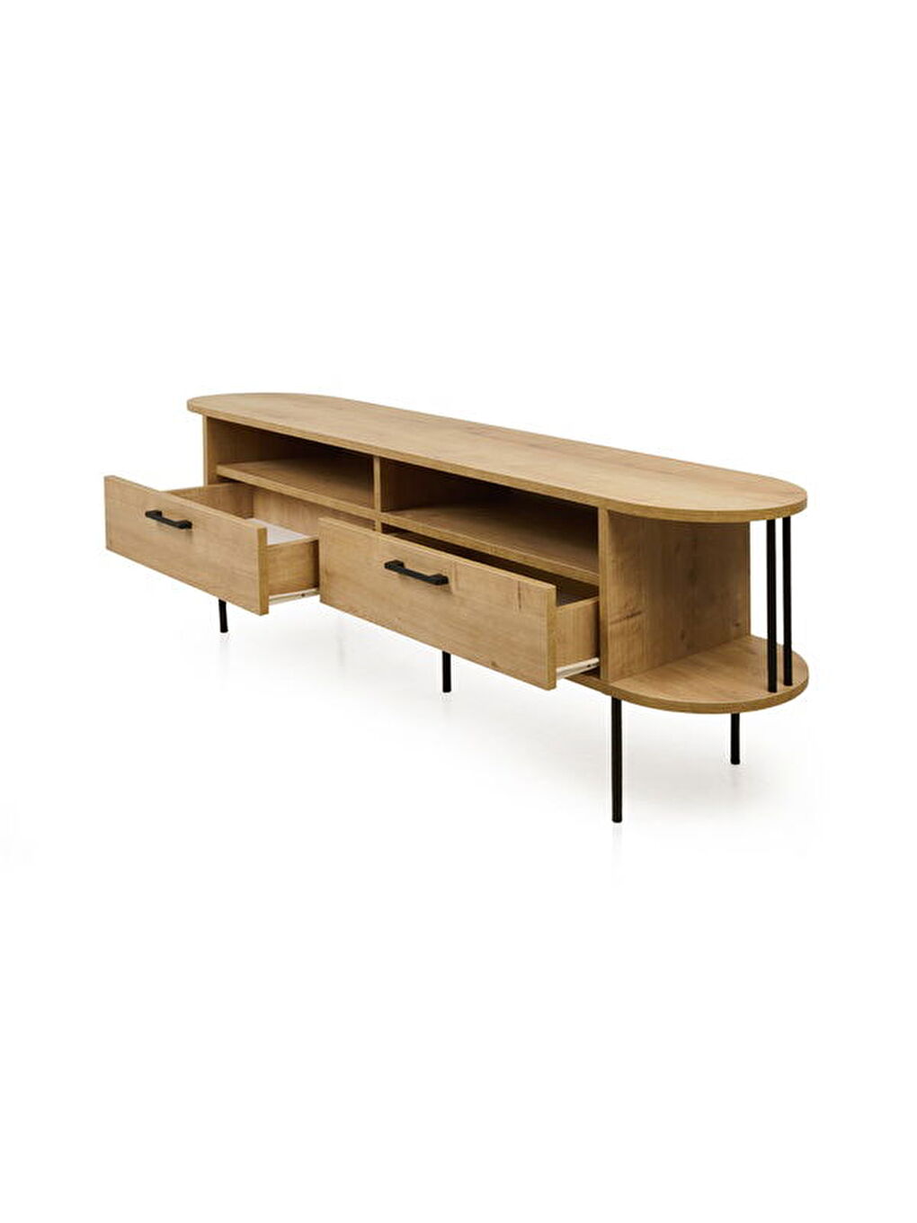 Just Home Kahverengi Federico 2 Çekmeceli Raflı Tv Ünitesi - Safir Meşe - 160 cm - 2
