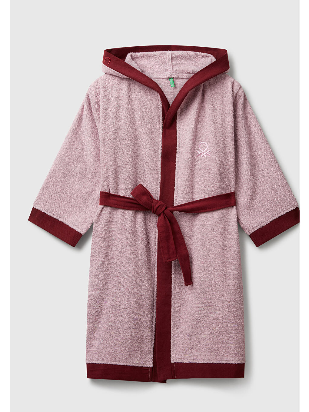 Erkek Çocuk Kırmızı Logo İşlemeli Bağlamalı Kapüşonlu Bornoz