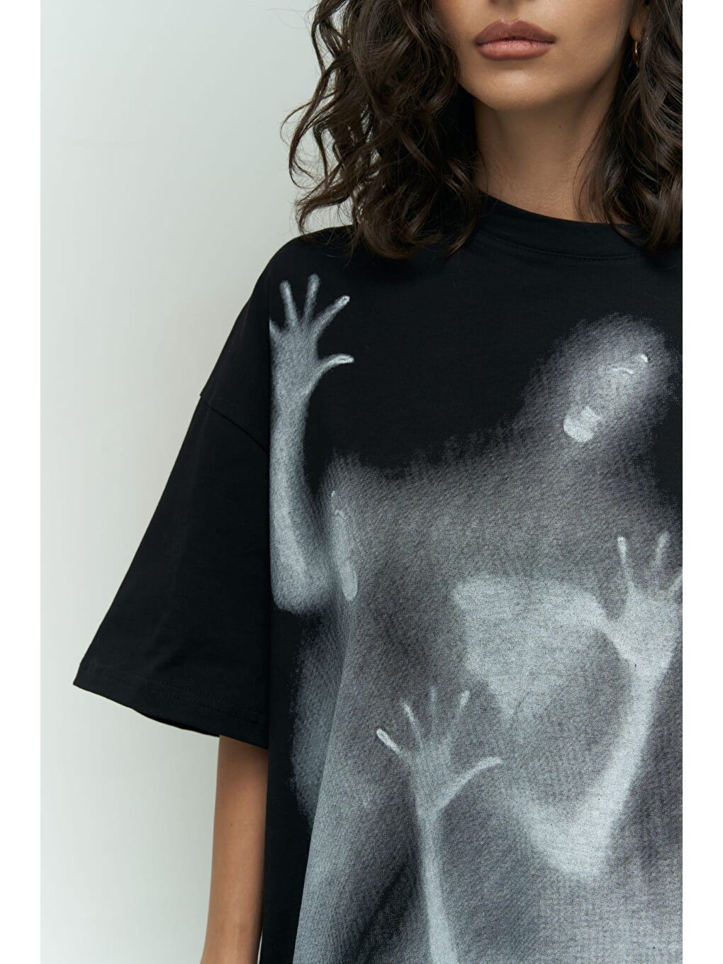 Mai Collection Ghost Siyah Oversize T-Shirt - 4