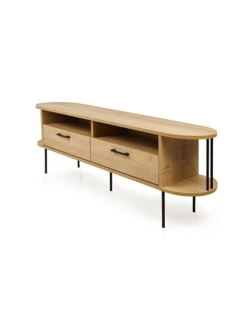 Just Home Kahverengi Federico 2 Çekmeceli Raflı Tv Ünitesi - Safir Meşe - 160 cm - 4