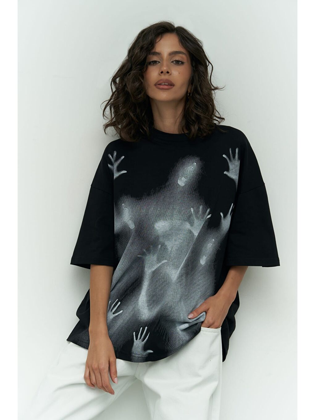 Mai Collection Ghost Siyah Oversize T-Shirt - 6