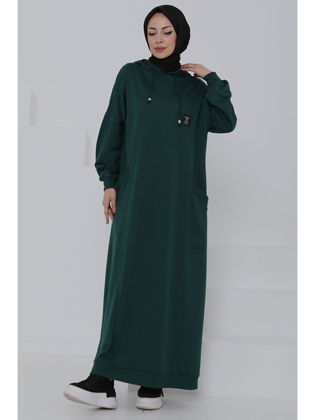 Yeşil Cepli Armalı Elbise Zümrüt - 27048-1