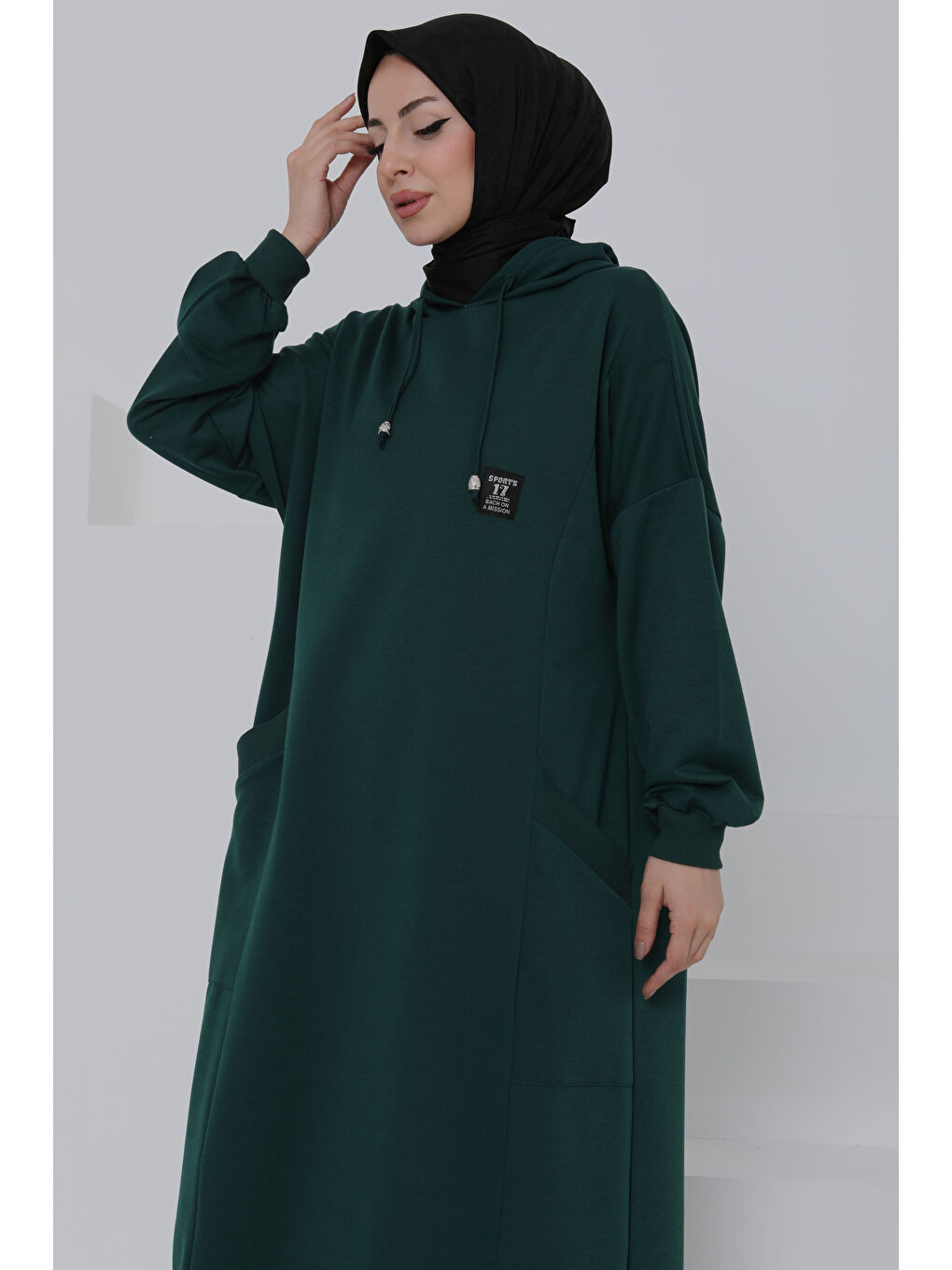 Yeşil Cepli Armalı Elbise Zümrüt - 27048-4