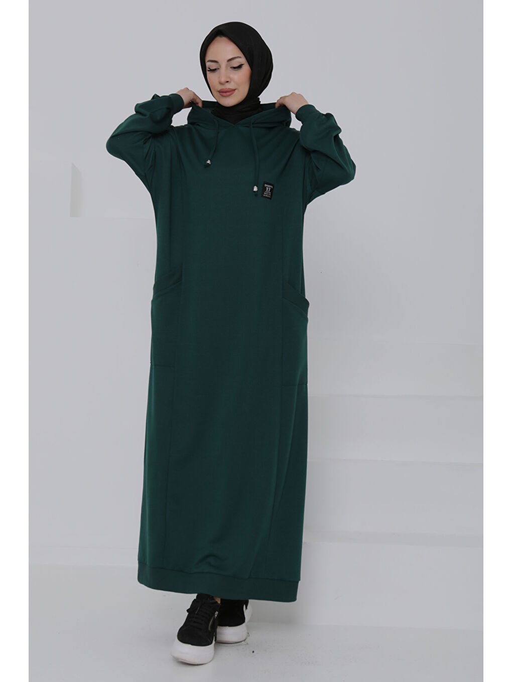 Yeşil Cepli Armalı Elbise Zümrüt - 27048-5