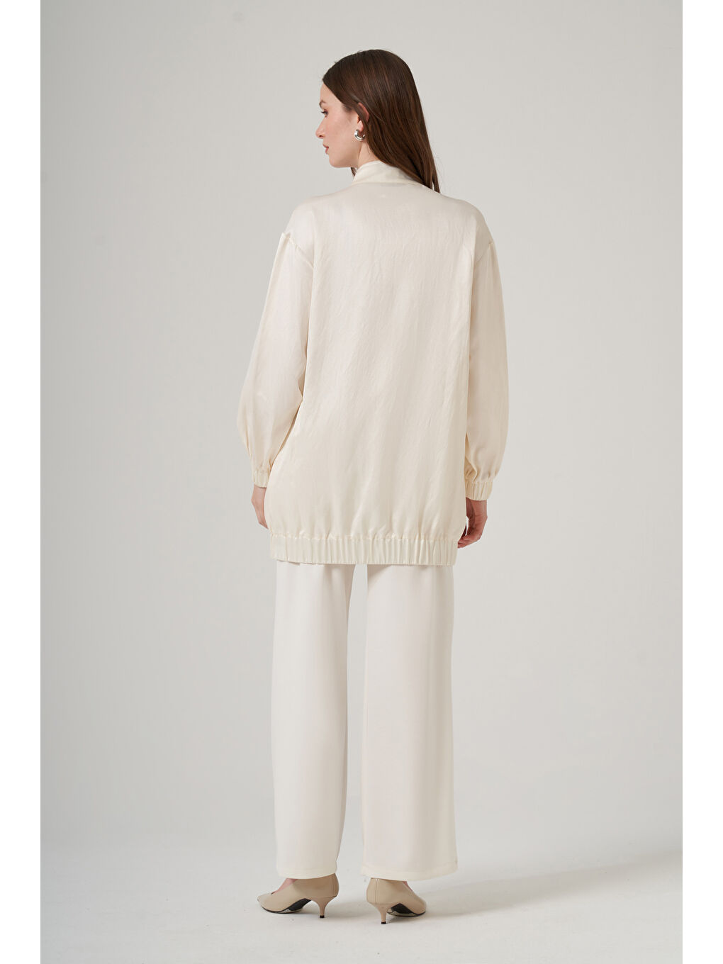 Taş Detay Kap Ceket 6043 Ekru-3