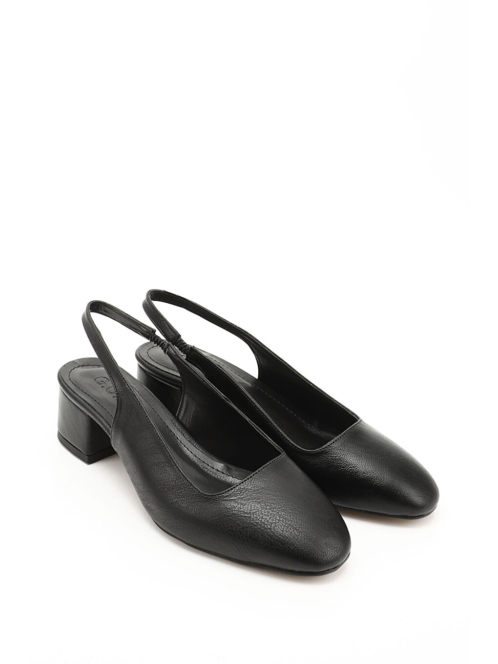 Mor Kadın ZÜMRÜT-SİYAH Kısa Kalın Topuklu Arkası Açık Ayakkabı-1