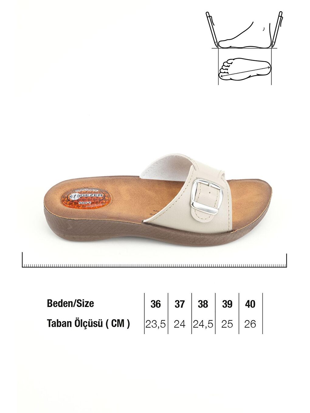 Bej Yazlık Ayarlanabilir Tokalı Kadın Terlik-1