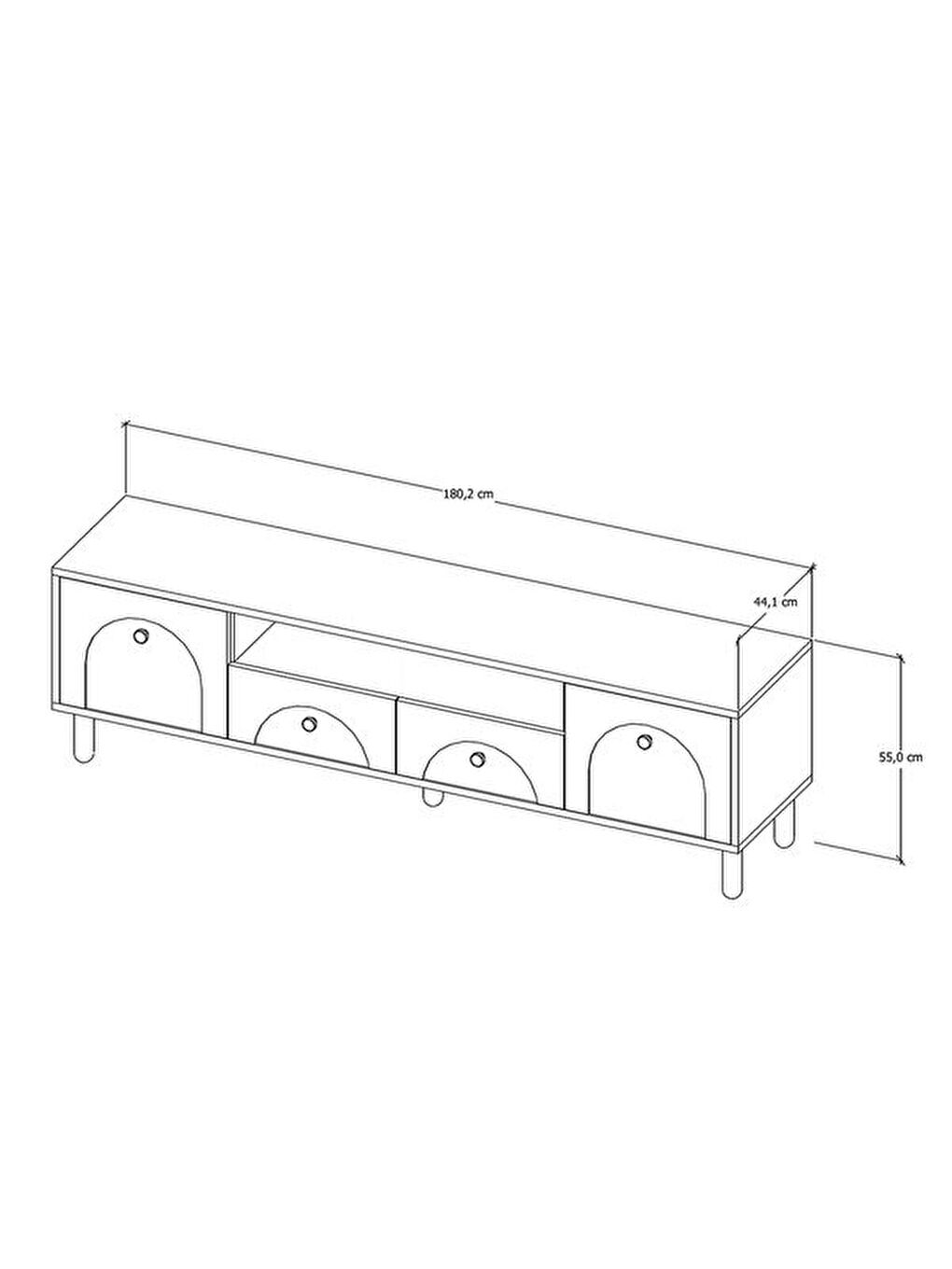 2 Kapak 2 Çekmeceli Bohem Tv Ünitesi - Beyaz / Sepet - 55x44x180 cm-10