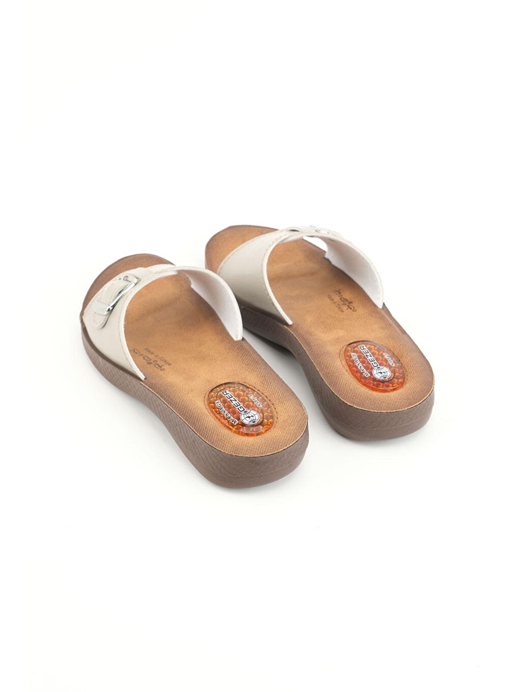 Bej Yazlık Ayarlanabilir Tokalı Kadın Terlik-3