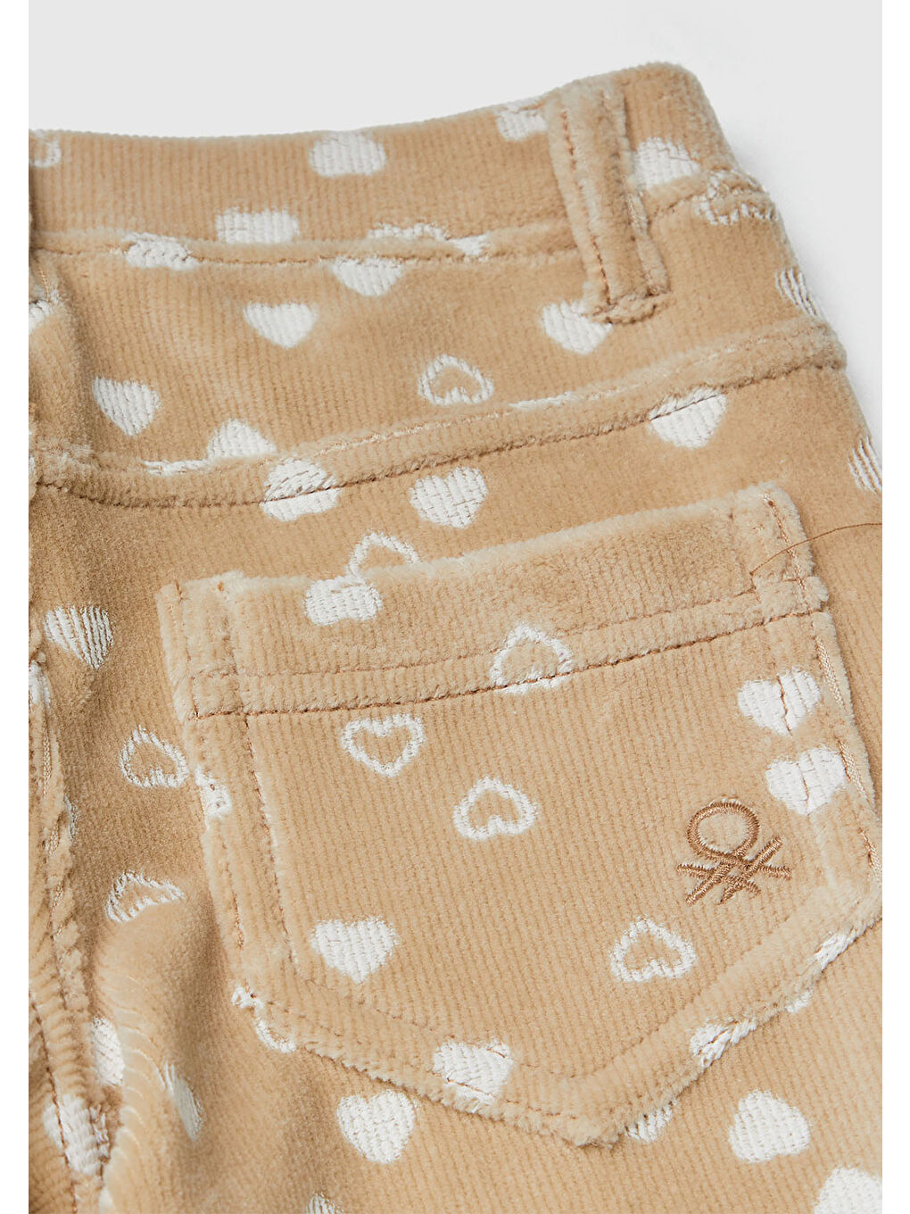 Kahverengi Kız Çocuk Taba Baskılı Logo İşlemeli Beli Lastikli Slim Fit Streç Pantolon-2