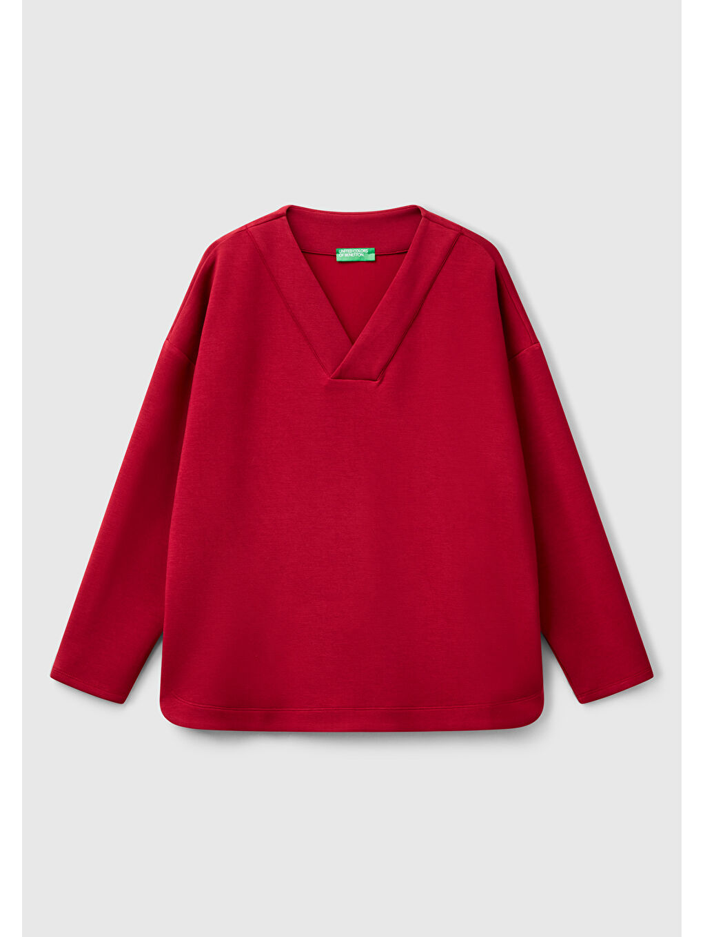 Kadın Bordo Modal Karışımlı V Yaka Uzun Kollu Sweatshirt-1