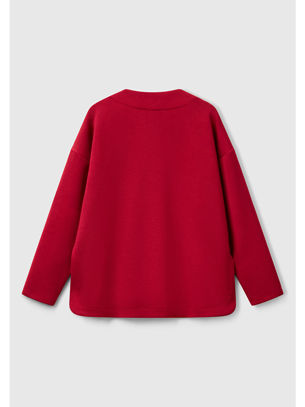 Kadın Bordo Modal Karışımlı V Yaka Uzun Kollu Sweatshirt-3