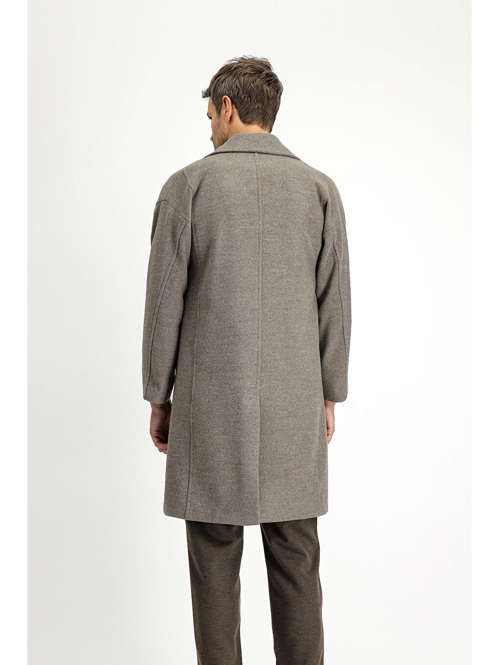 Kahverengi Oversize Yünlü Palto-4