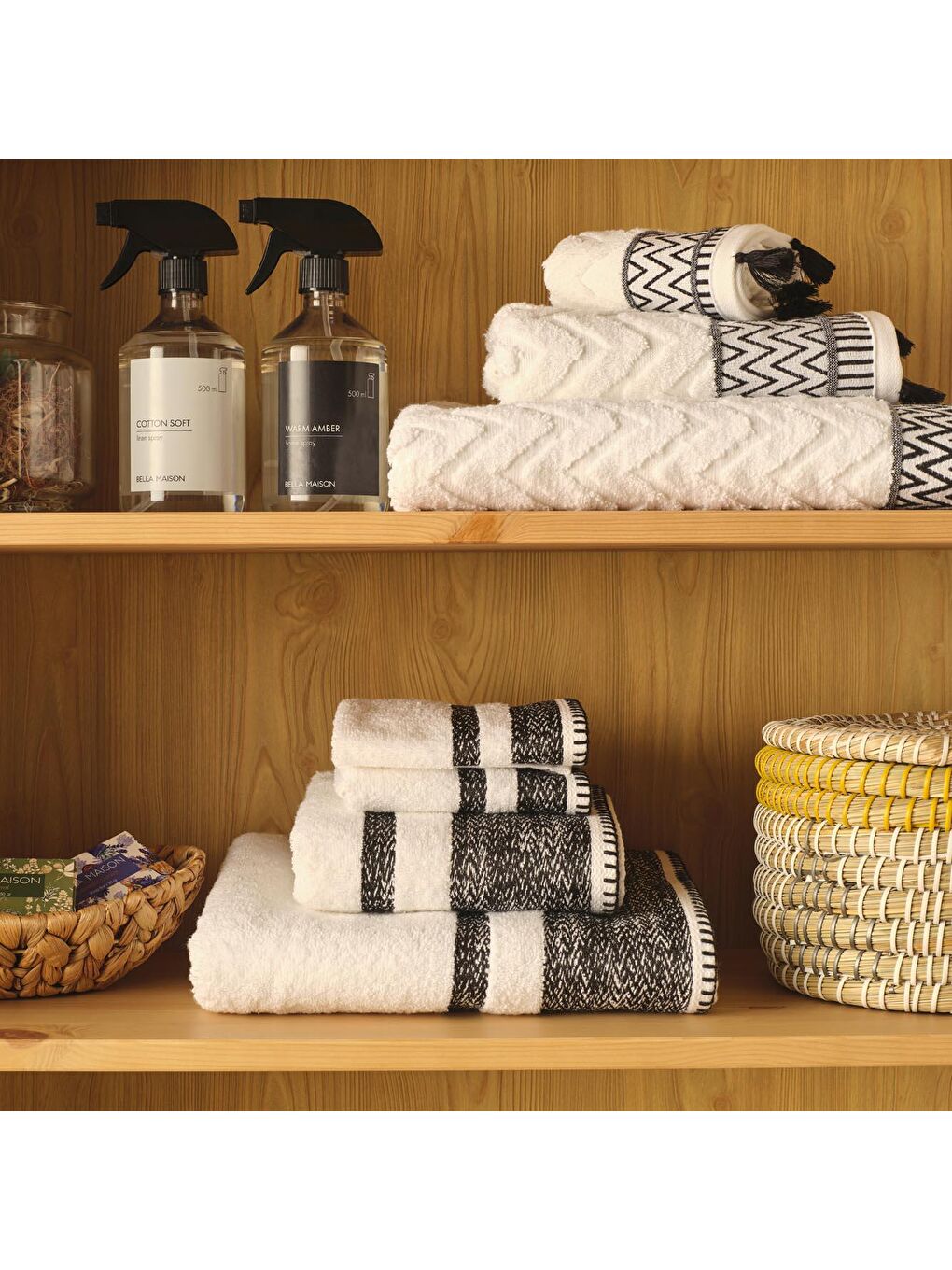 %100 Pamuk Melange 2'li El Havlusu Siyah-3