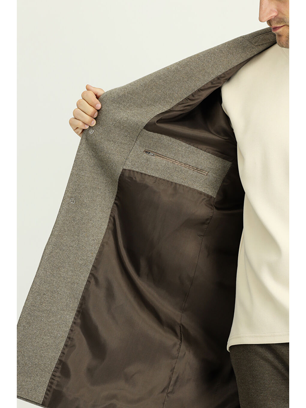 Kahverengi Oversize Yünlü Palto-6