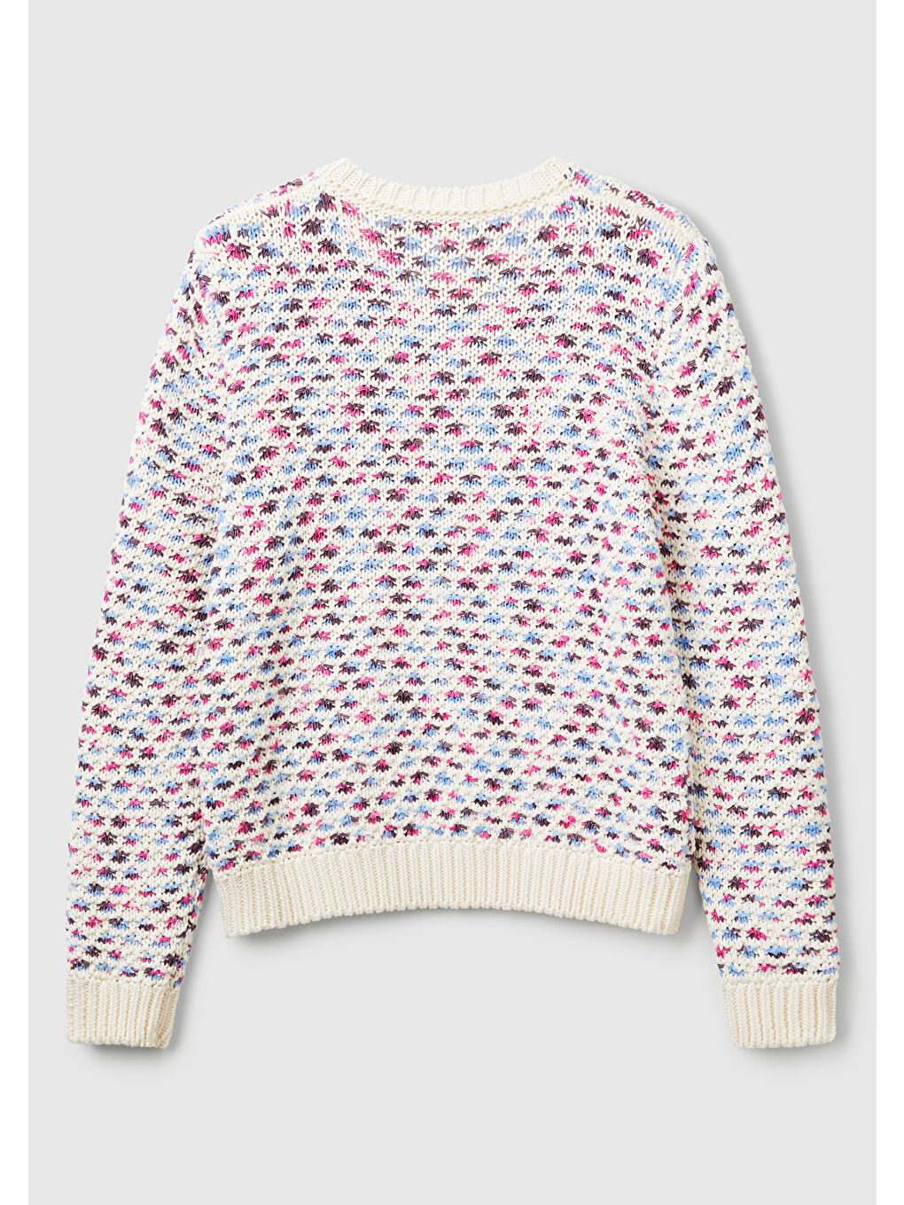 Kadın Pembe Mix Pamuk Karışımlı Jakarlı Nervür Detaylı Çift Taraflı Kazak-3