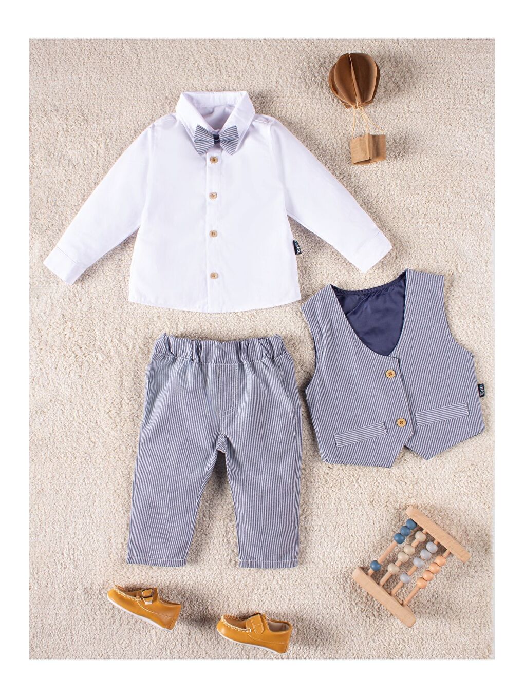 Gri Erkek Çocuk Takım Elbise Yelekli Gömlekli 4 Parça Özel Takımı-4