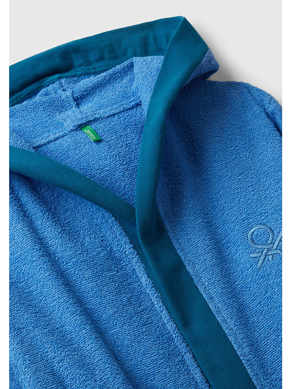 Erkek Çocuk Mavi Logo İşlemeli Bağlamalı Kapüşonlu Bornoz-2