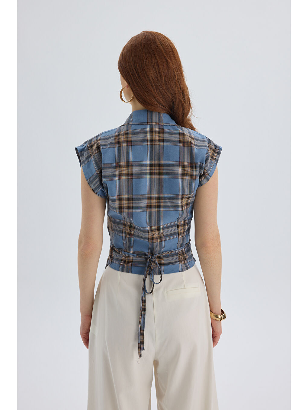 Frenzy Ekoseli Mavi Kısa Gömlek-4