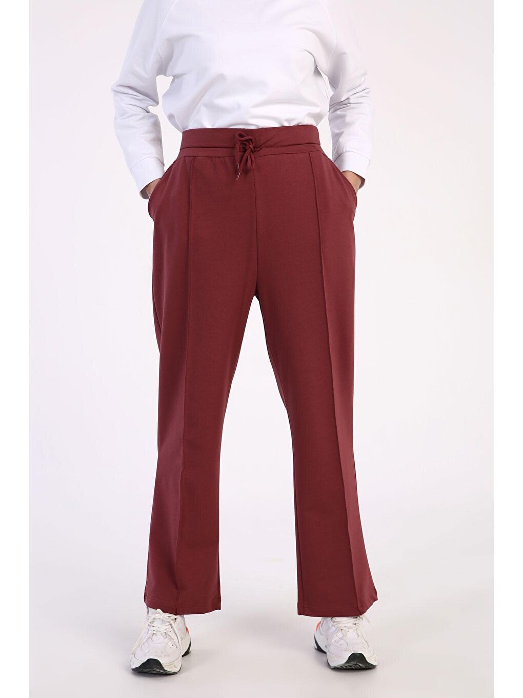 Bordo Vişne Çürüğü Büyük Beden Cepli Eşofman Altı