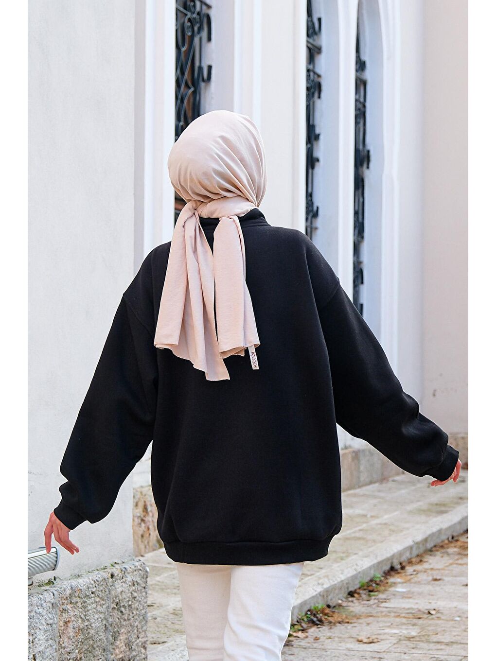 Yakası Fermuarlı NYC Baskılı Sweat  Siyah-4