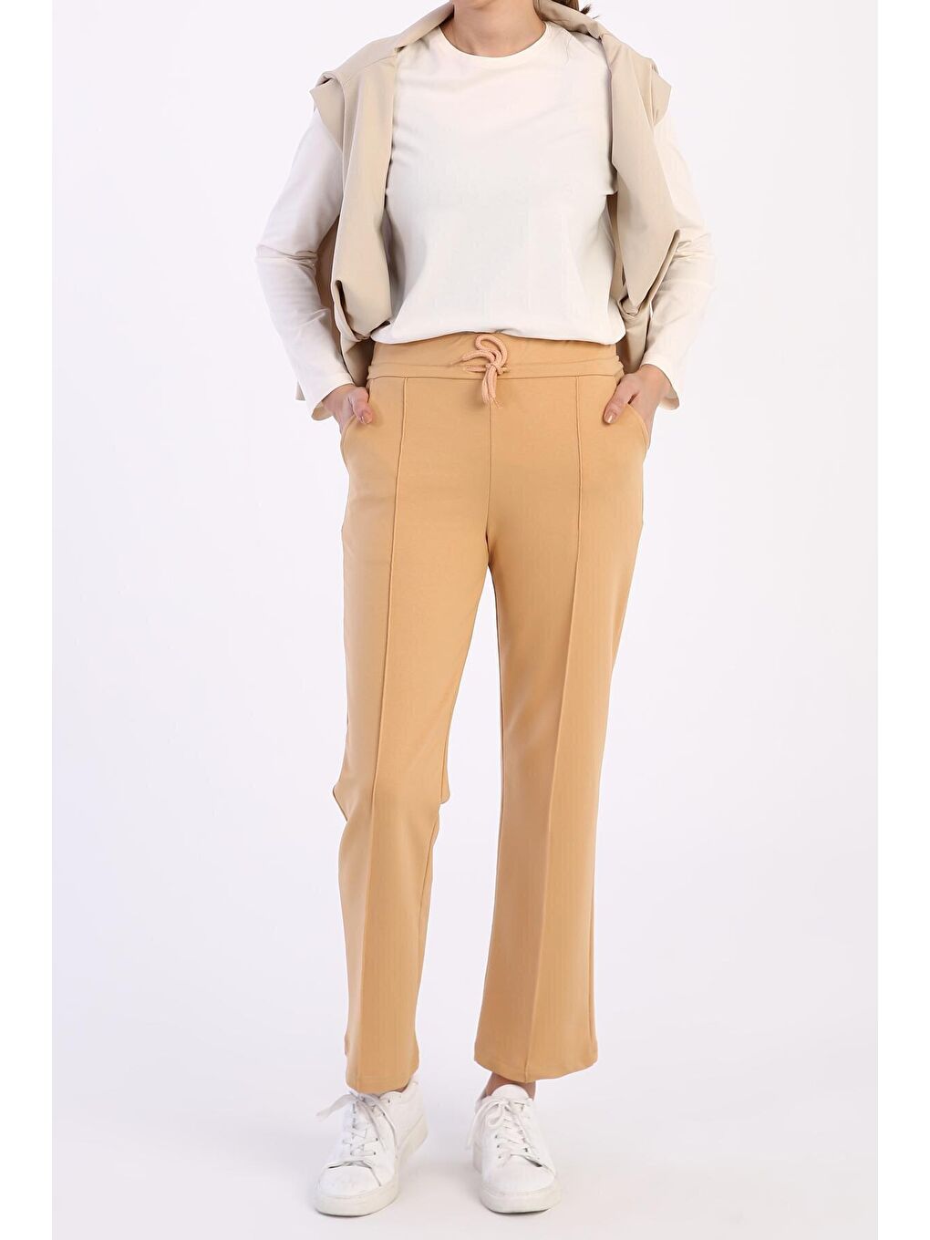 Açık Bej Cepli Eşofman Altı-1