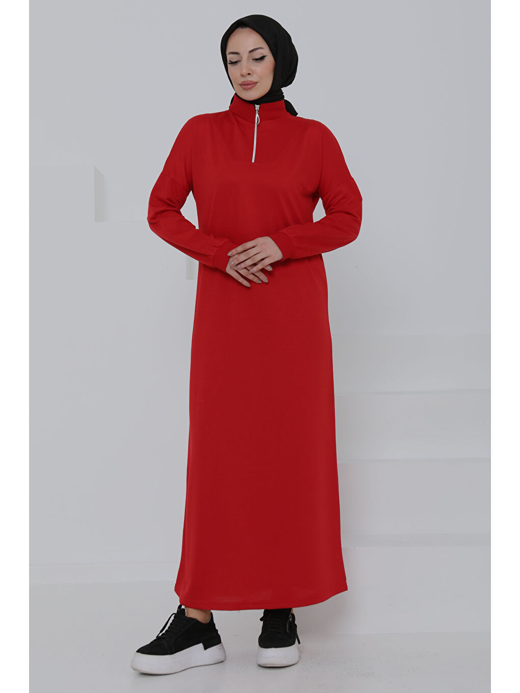 Kırmızı Fermuarlı Elbise Kirmizi - 27046
