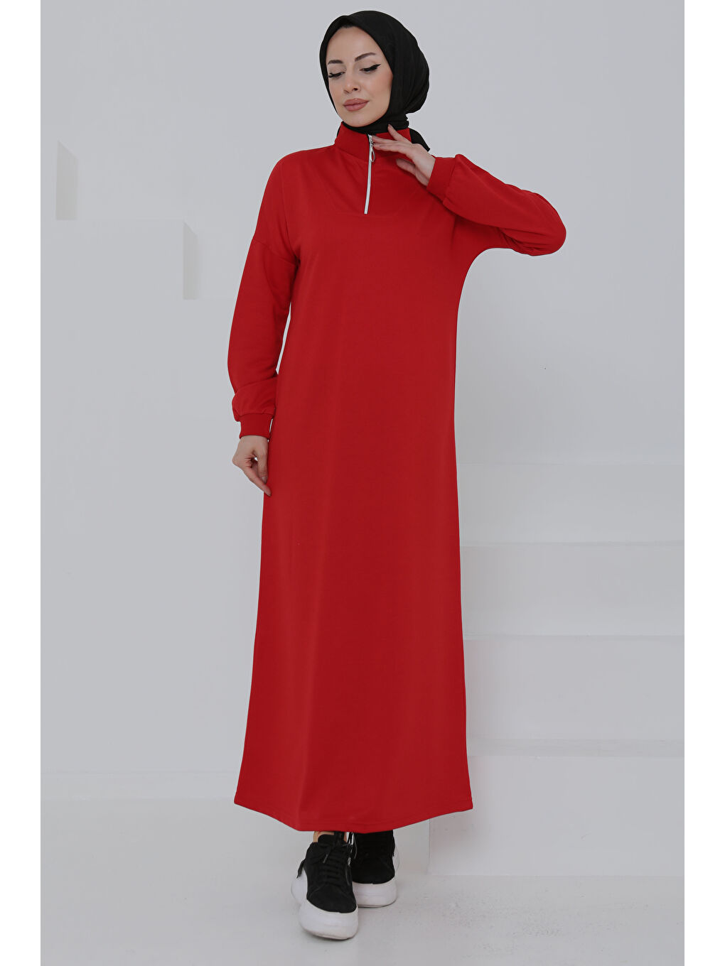 Kırmızı Fermuarlı Elbise Kirmizi - 27046-1