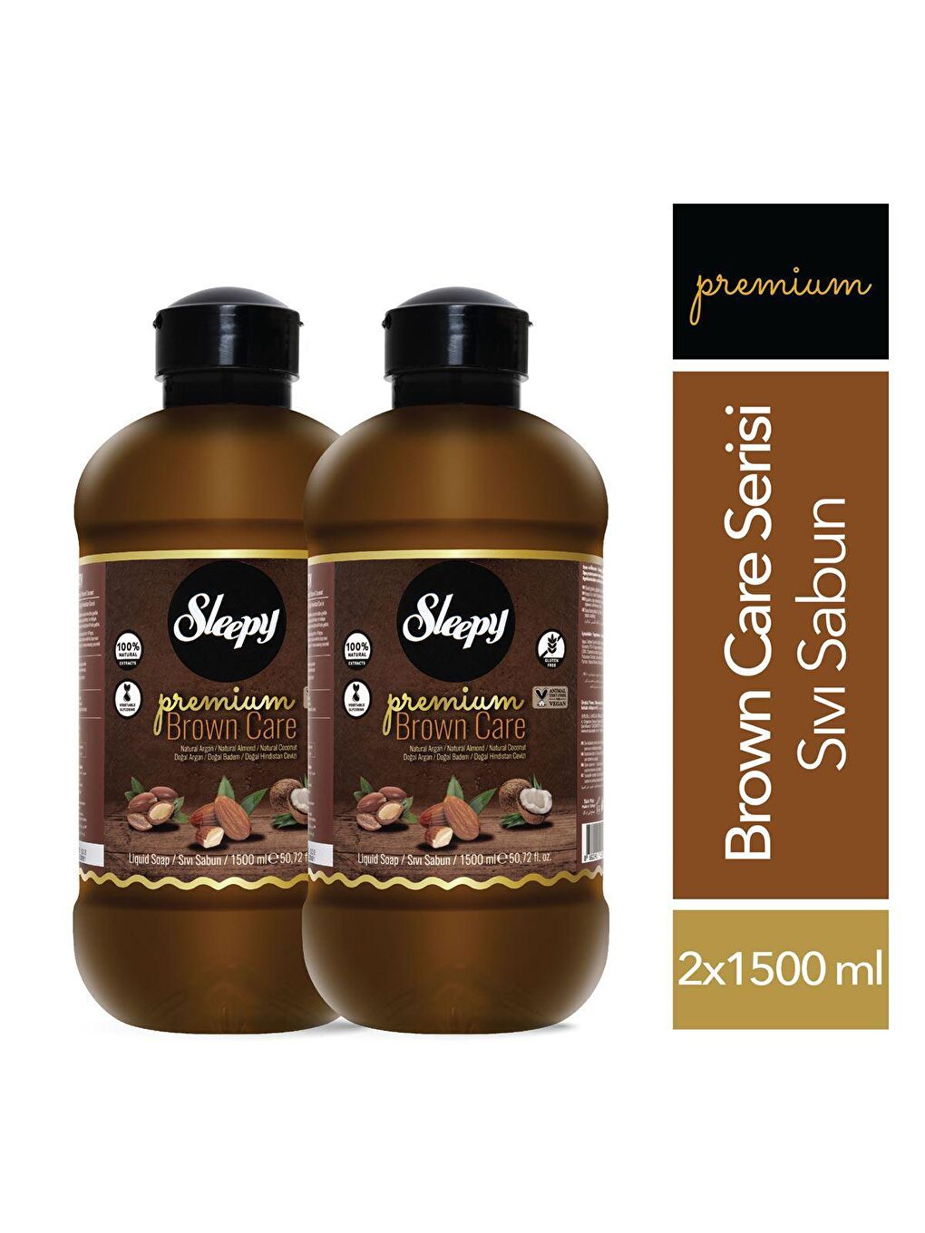 Sleepy Beyaz Premium Brown Care Serisi Sıvı Sabun 2x1500 ml