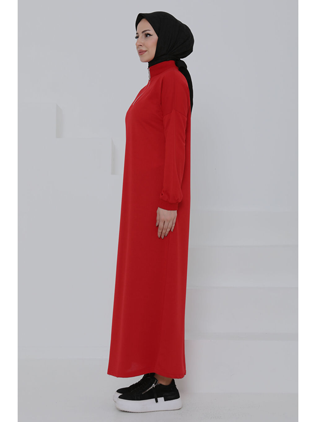 Kırmızı Fermuarlı Elbise Kirmizi - 27046-4