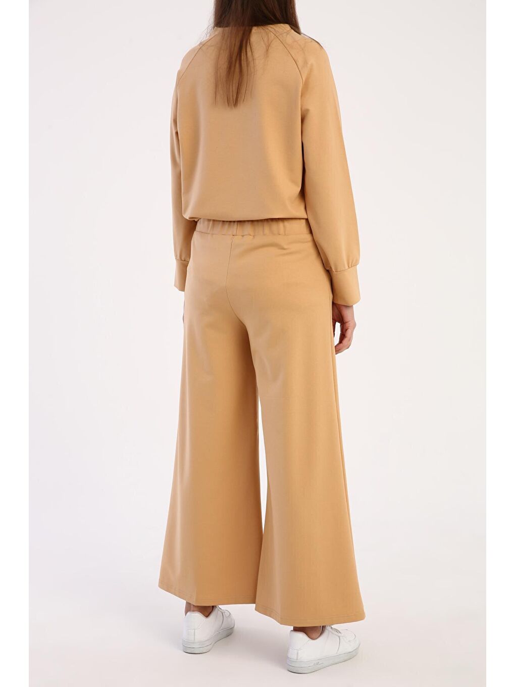 Açık Bej Çimalı Bol Paça Eşofman Altı-4